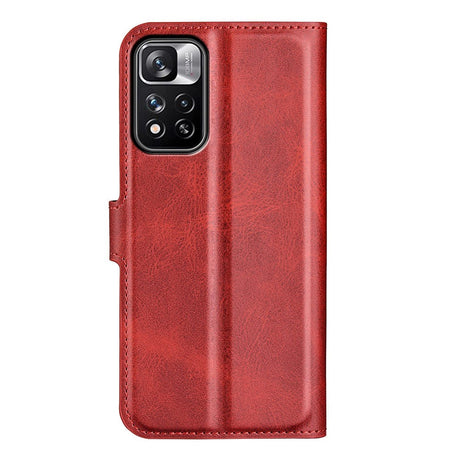 Xiaomi Redmi Note 11 Pro+ (Plus) Leather Case w. Card Holder & Magnetic Closure - Red