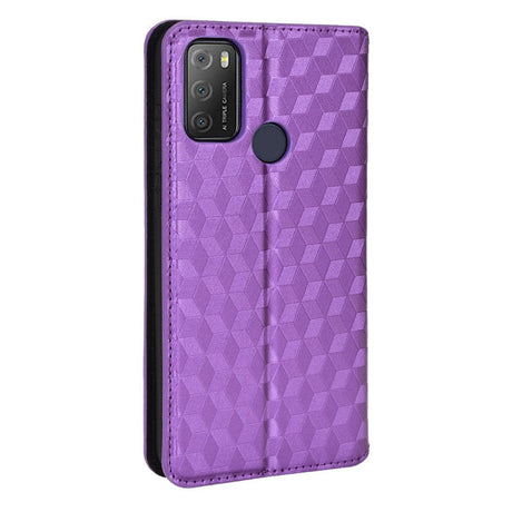 Alcatel 1S (2021) / 3L (2021) Leather Wallet Case - Rhombus - Purple