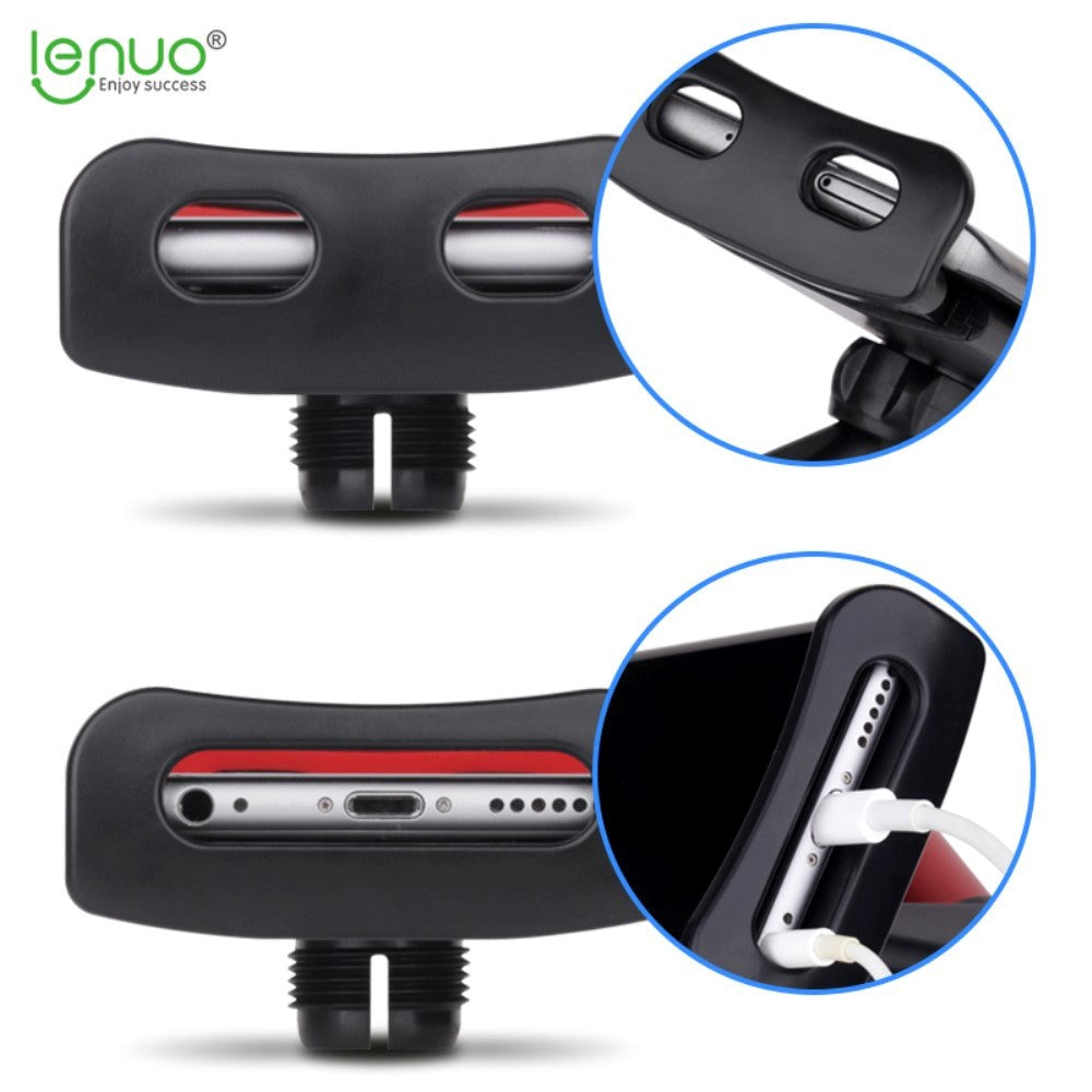 LENUO 360 Degree Phone & Tablet Holder For Neck Rest - Max Phone: 120mm x 200mm - Black / Red