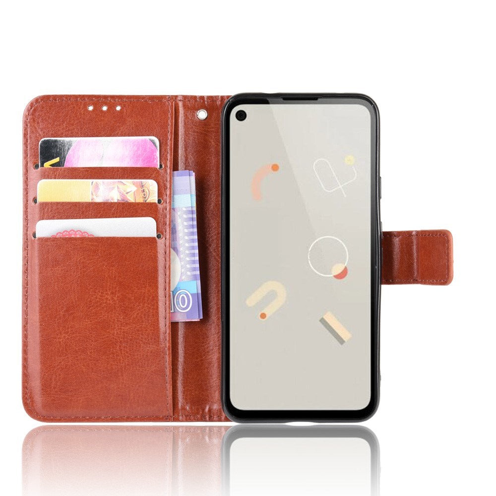 EIDERWOOD Google Pixel 4a Leather Case with Wallet and Strap - Brown