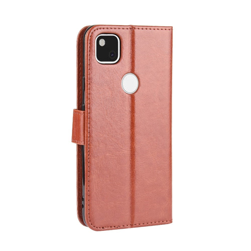 EIDERWOOD Google Pixel 4a Leather Case with Wallet and Strap - Brown