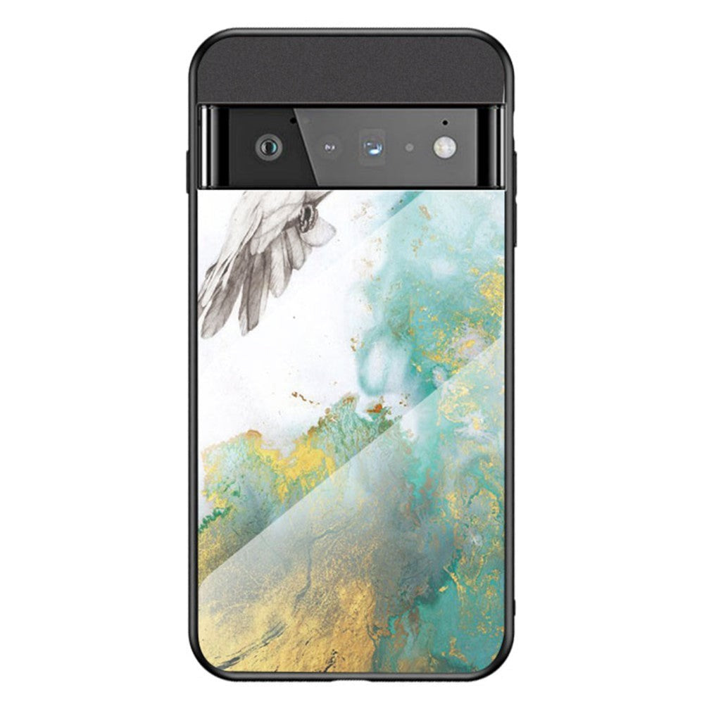 Google Pixel 6 Pro Plastic Case w. Glass Back - Marble & Pigeon