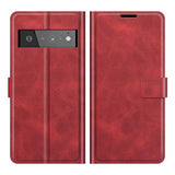 Google Pixel 6 Pro Leather Case w. Card Holder & Magnetic Closure - Red