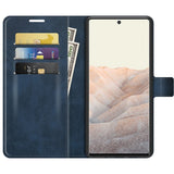 Google Pixel 6 Pro Leather Case w. Card Holder & Magnetic Closure - Blue