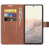 Google Pixel 6 Pro Leather Case w. Card Holder & Magnetic Closure - Brown