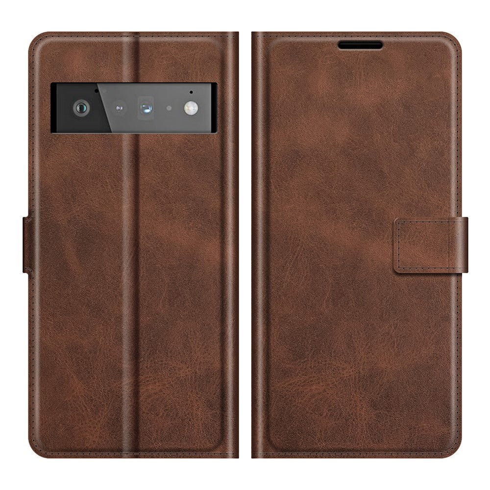 Google Pixel 6 Pro Leather Case w. Card Holder & Magnetic Closure - Dark Brown