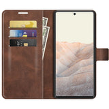 Google Pixel 6 Pro Leather Case w. Card Holder & Magnetic Closure - Dark Brown