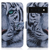 Google Pixel 6 Pro Leather Wallet Case w. Print - White Tiger