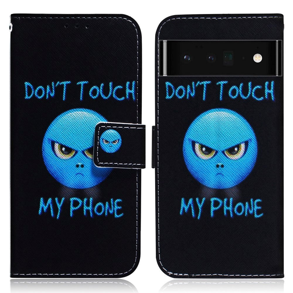 Google Pixel 6 Pro Leather Wallet Case w. Print - "Don't Touch My Phone"