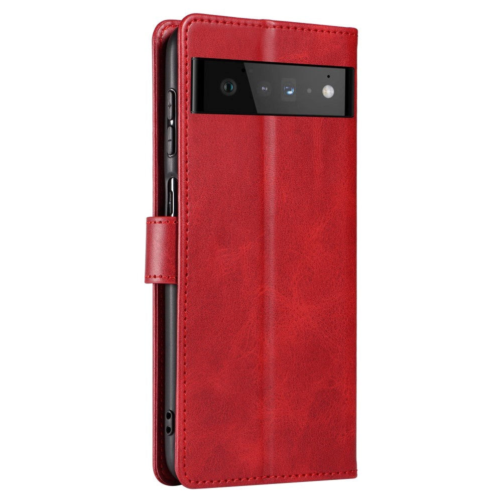 Google Pixel 6 Pro PU Leather Case w. Wallet - Red