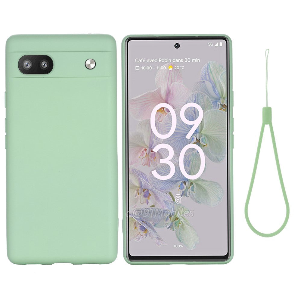 Google Pixel 6a Silicone Case w. Strap - Green