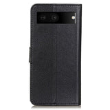 Google Pixel 7 Litchi PU Leather Flip Case w. Wallet - Black