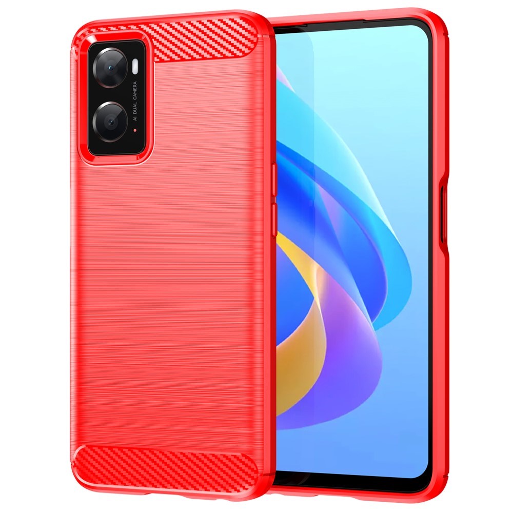 OPPO A76 / Realme 9i Brushed Carbon Case - Red