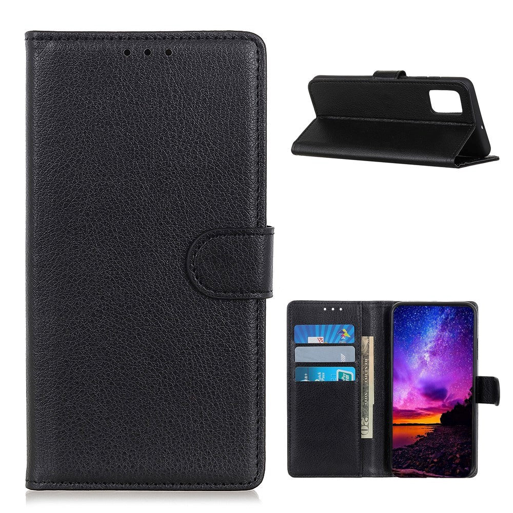 OnePlus 9 Pro Litchi Leather Wallet Case - Black