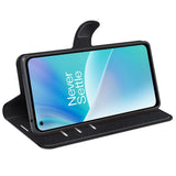 EIDERWOOD OnePlus Nord 2T (5G) Faux Leather Flip Case with Cardholder & Stand Function - Black