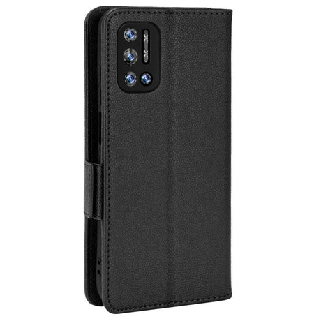 Doogee N40 Pro Litchi Leather Wallet Case - Black