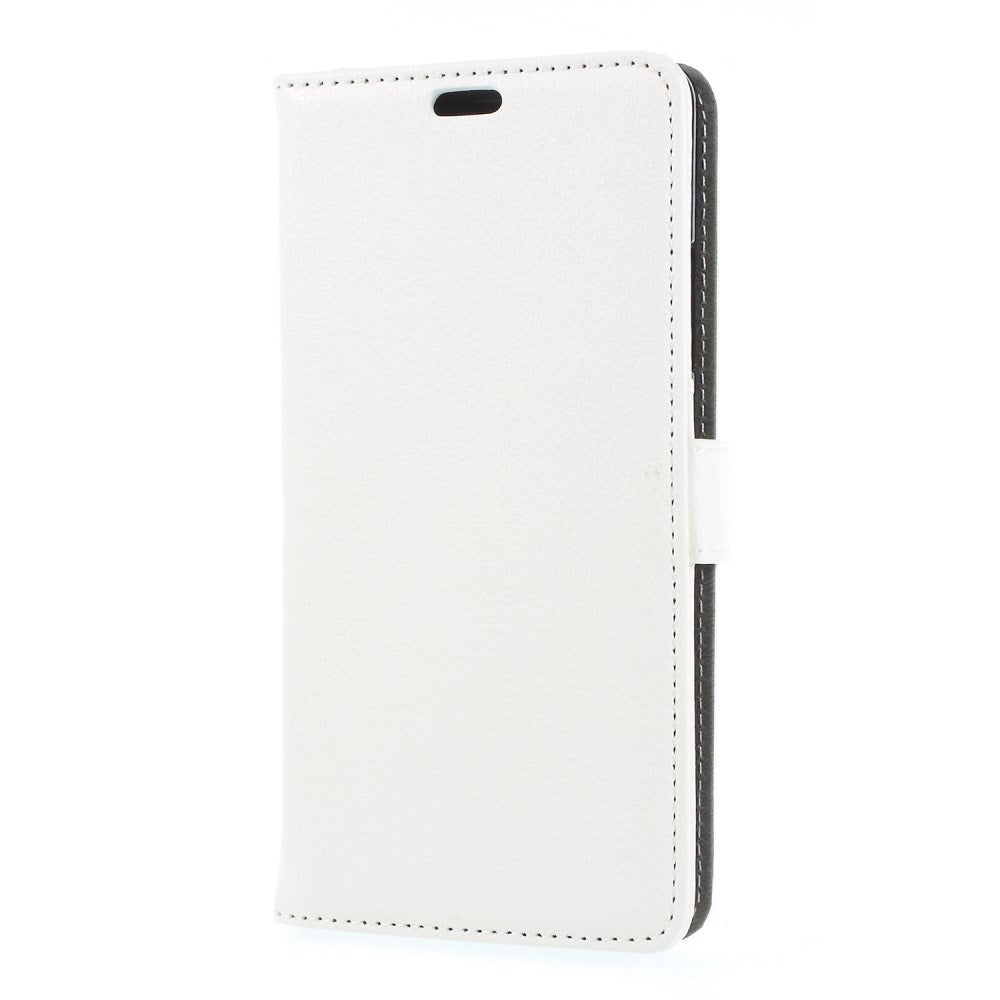 Nokia 7 Plus Litchi PU Leather Flip Case w. Stand and Card Holder - White