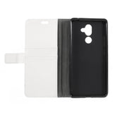 Nokia 7 Plus Litchi PU Leather Flip Case w. Stand and Card Holder - White