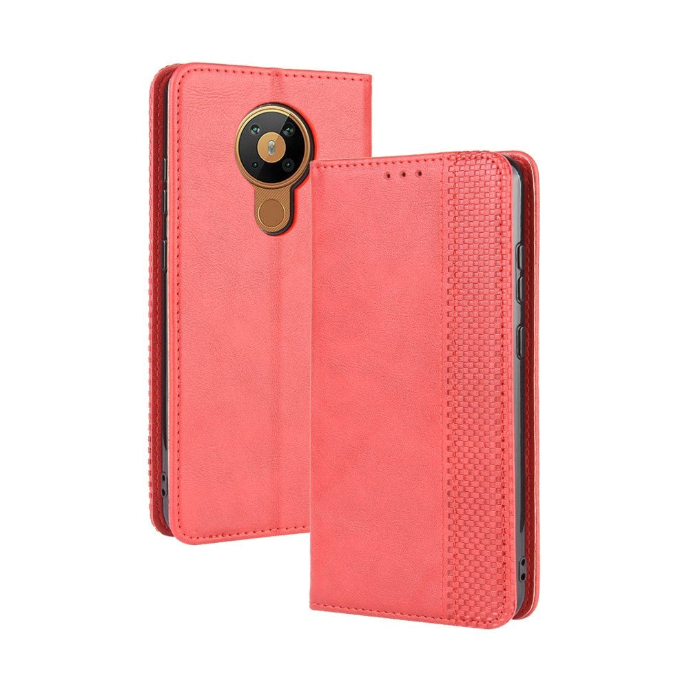 Nokia 5.3 Retro Leather Wallet Case - Red