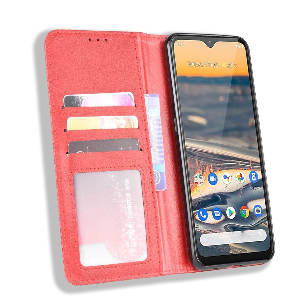 Nokia 5.3 Retro Leather Wallet Case - Red