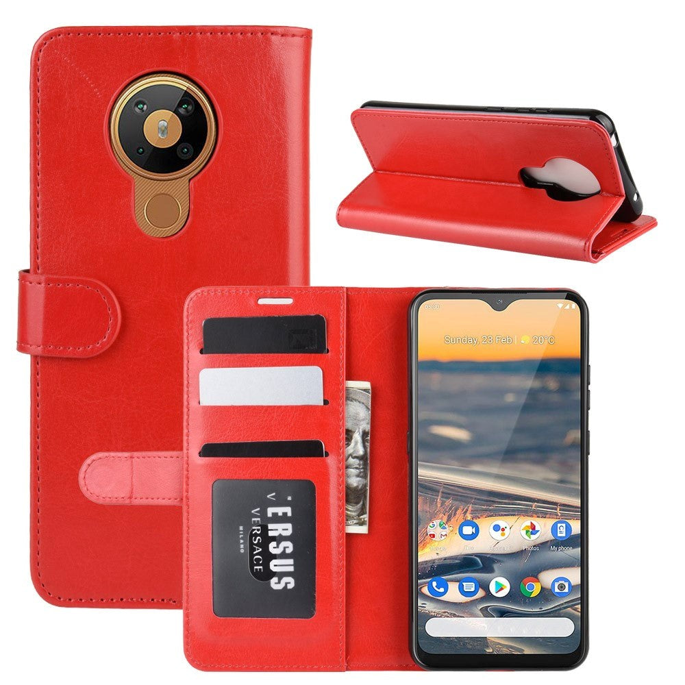 Nokia 5.3 Shiny Leather Wallet Case Red