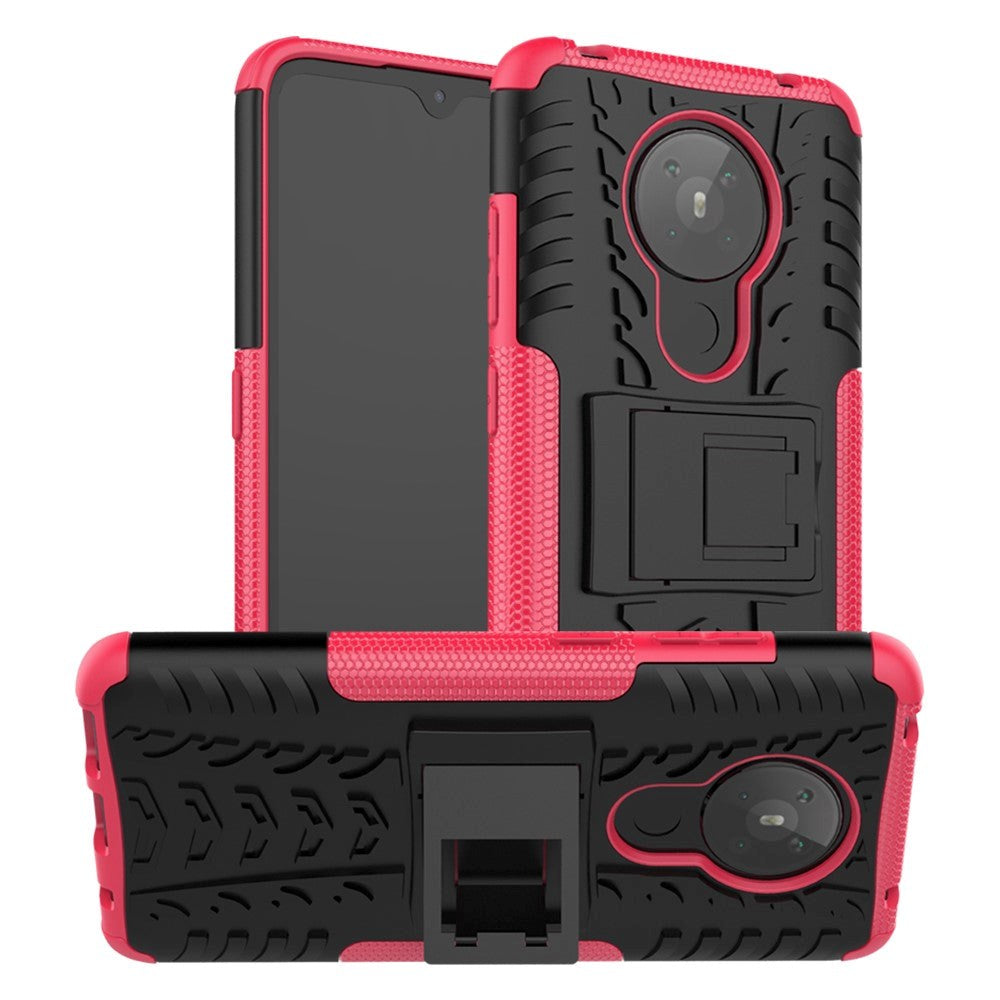 Nokia 5.3 Cool Tyre Tough Case w. Stand - Black / Pink