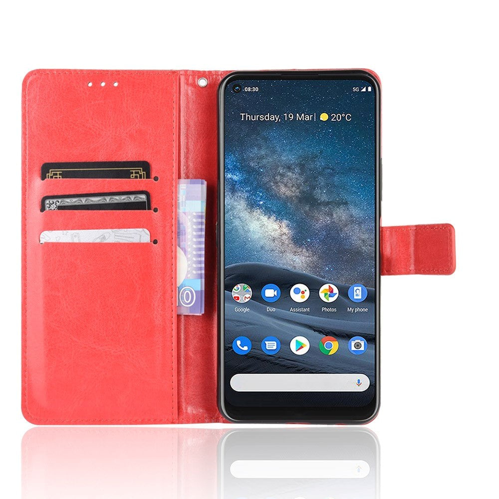 Nokia 8.3 (5G) Blank Neutral Leather Wallet Case & Stand - Red