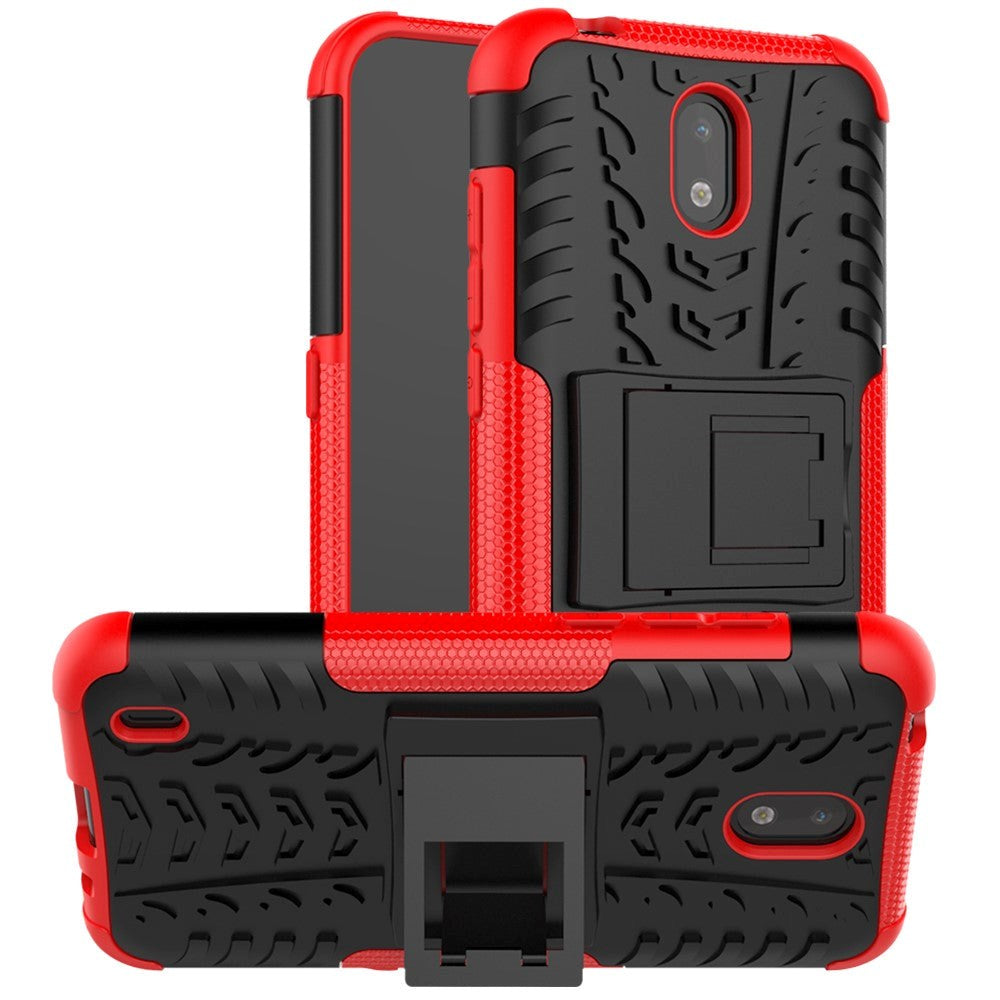 Nokia 1.3 Cool Tyre Tough Case w. Stand - Black / Red