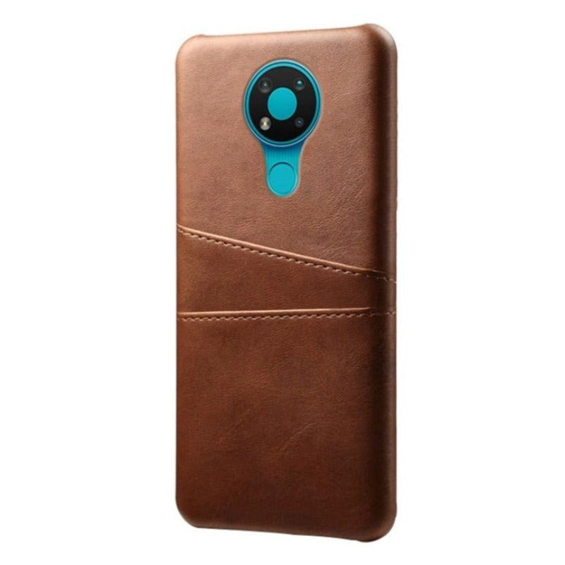 Nokia 3.4 Leather Coated Plastic Case w. Card holder - Brown