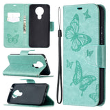 Nokia 3.4 Leather Wallet Case - Butterfly Motif - Green