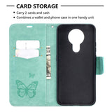 Nokia 3.4 Leather Wallet Case - Butterfly Motif - Green