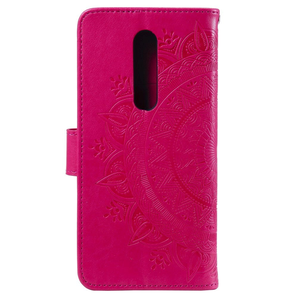 Nokia 2.4 Leather Wallet Case - Mandala Pattern Rose