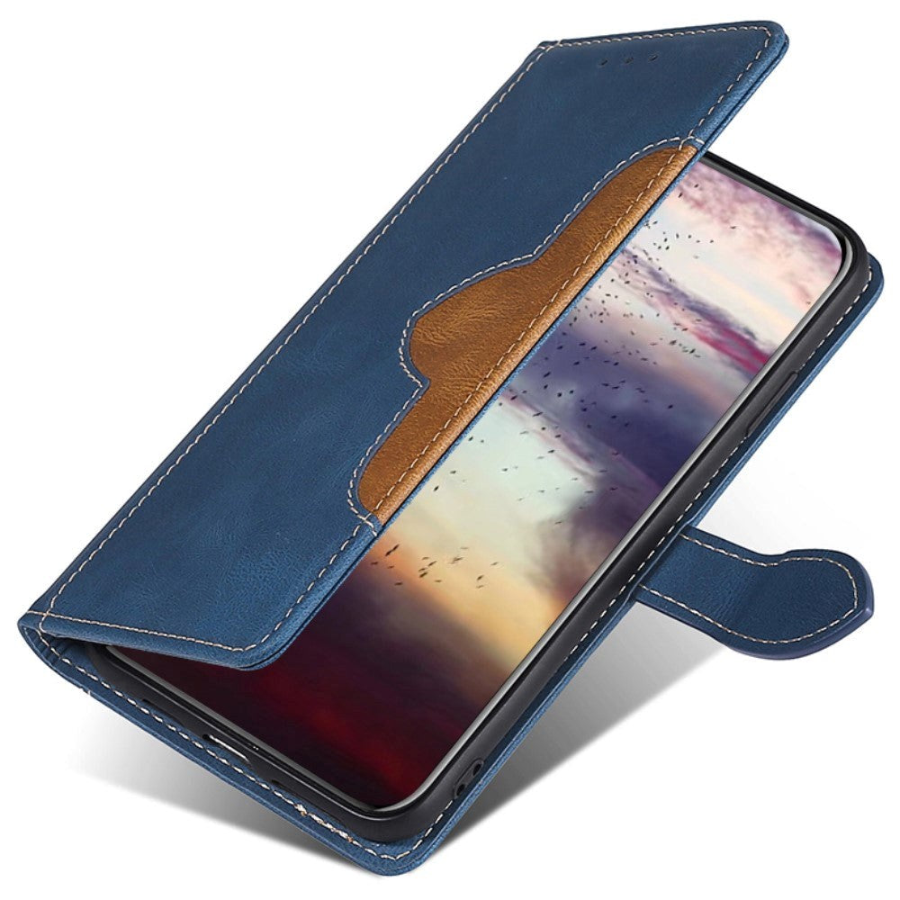 Nokia 1.4 Rustic Two-tone Leather Wallet Case - Blue / Brown