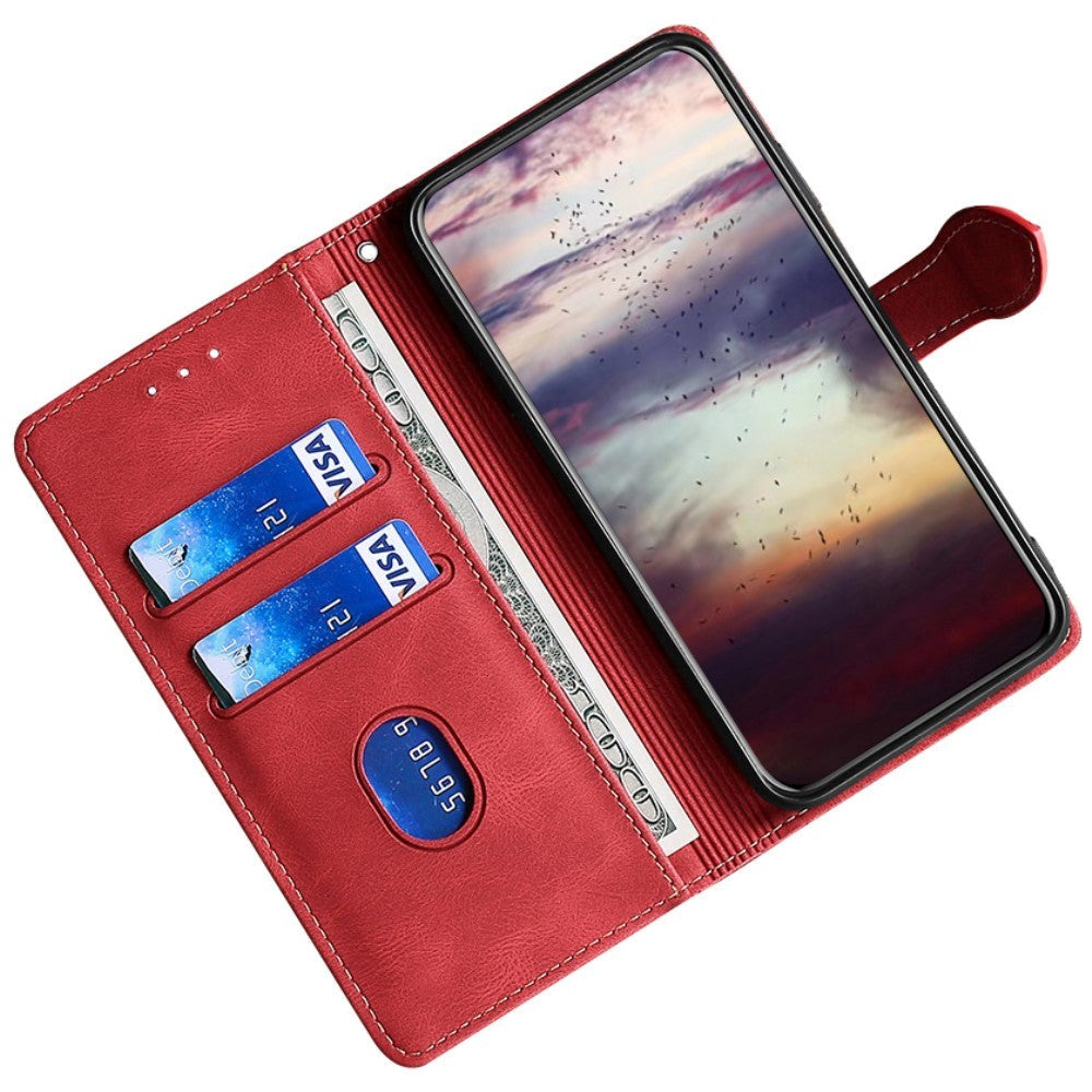 Nokia 1.4 Rustic Two-tone Leather Wallet Case - Red / Black