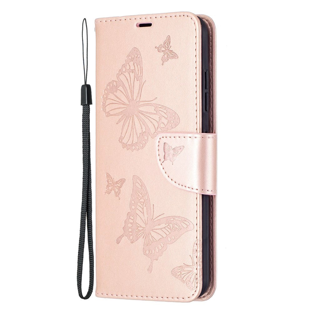 Nokia 1.4 Leather Wallet Case & Strap Butterfly - Rose Gold