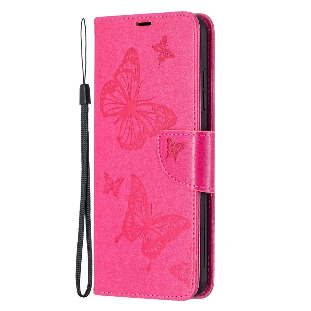 Nokia 1.4 Leather Wallet Case & Strap Butterfly - Pink