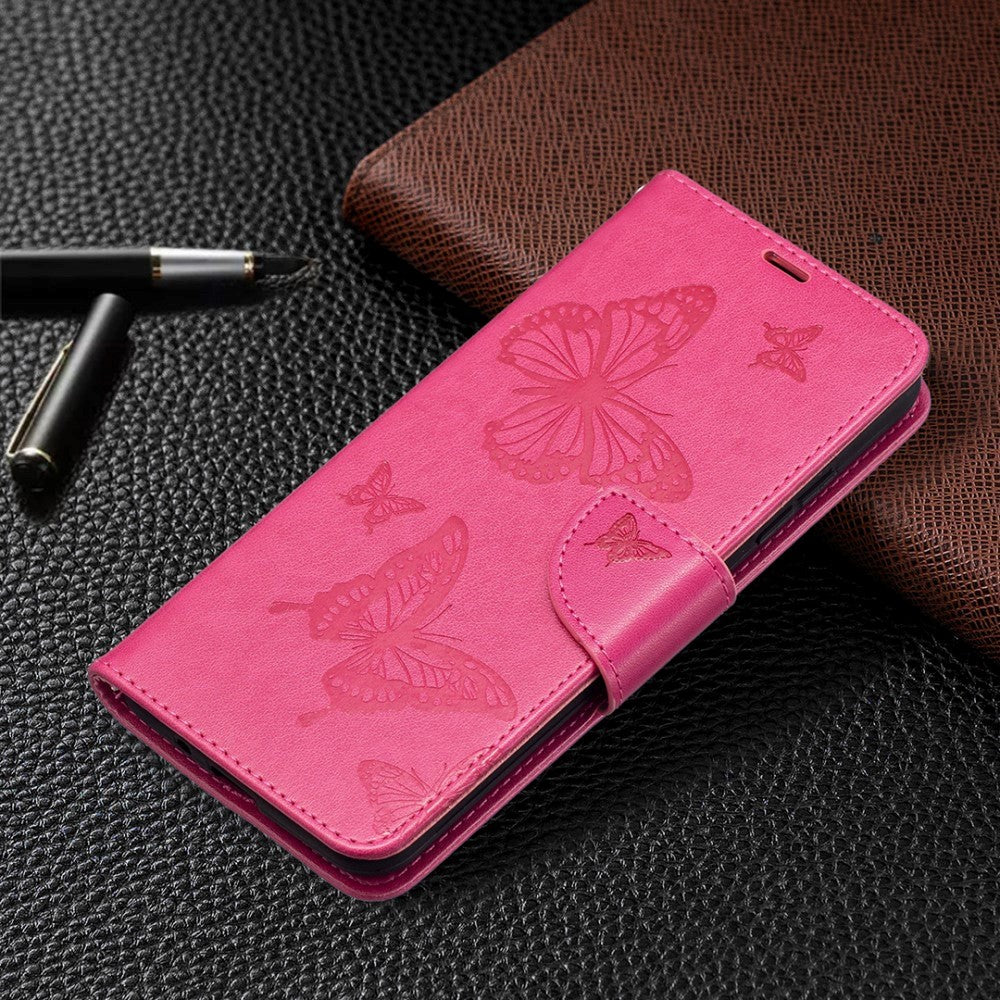 Nokia 1.4 Leather Wallet Case & Strap Butterfly - Pink