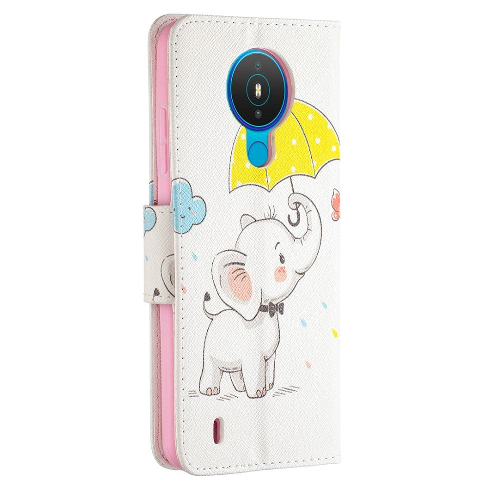 Nokia 1.4 Leather Wallet Case - Elephant with Umbrella