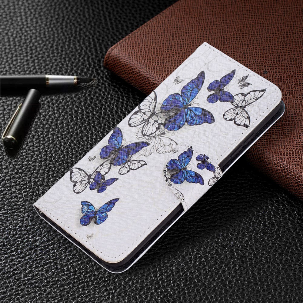 Nokia 1.4 Leather Wallet Case - Blue & White Butterflies