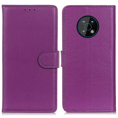 Nokia G50 Litchi Leather Wallet Case - Purple