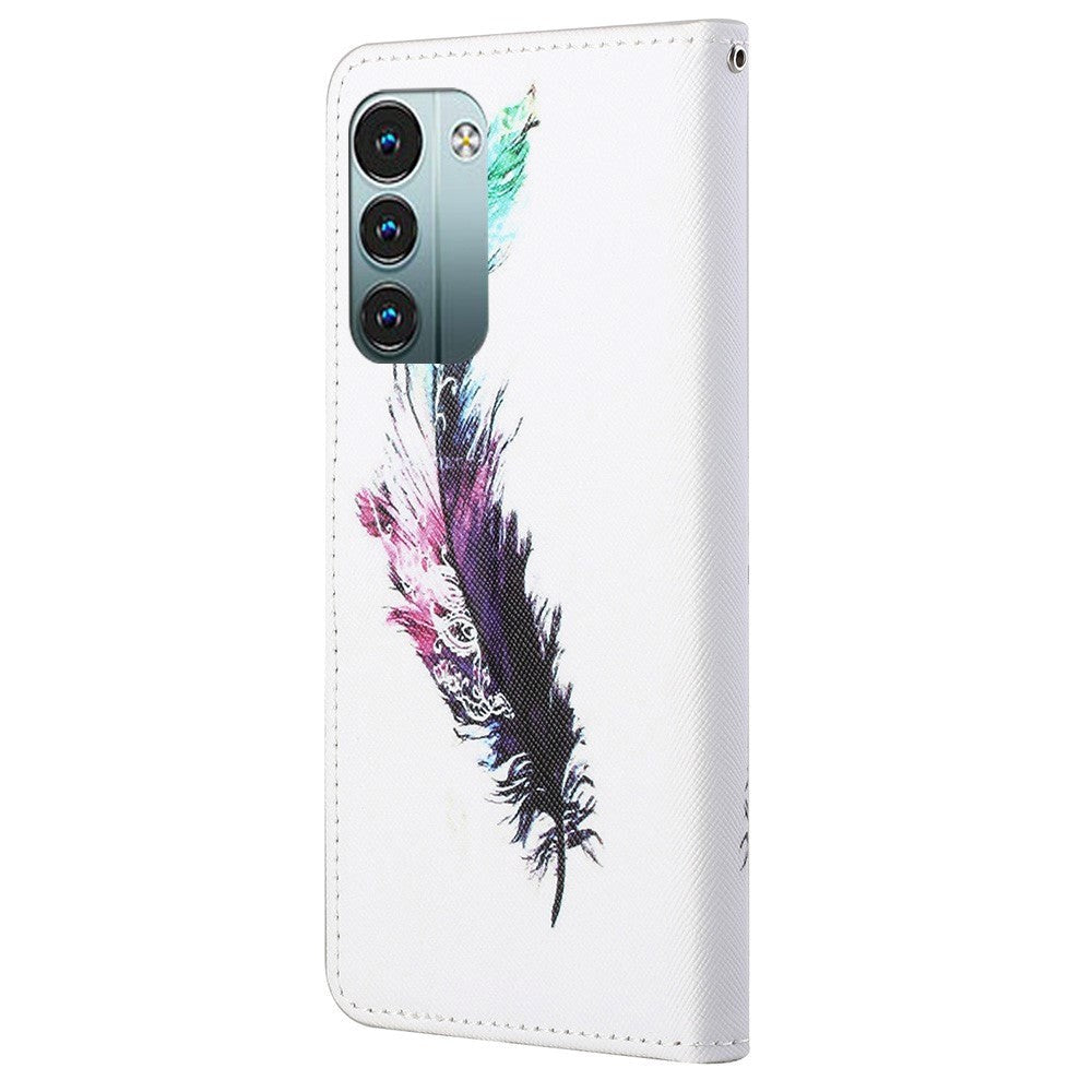 Nokia G21 / G11 Leather Wallet Case and Print - Colorful Feather