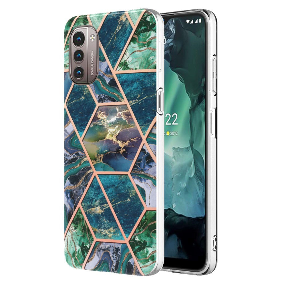 Nokia G21 / G11 Flexible Plastic Case - Marble - Blue / Green