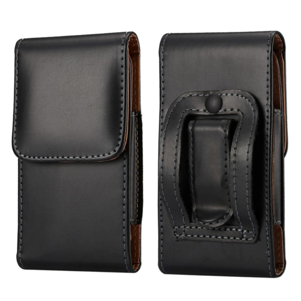 Universal Soft Pouch Leather Flip Case for Smartphones Black - (Max. Phone: 165 x 83 x 18 mm)