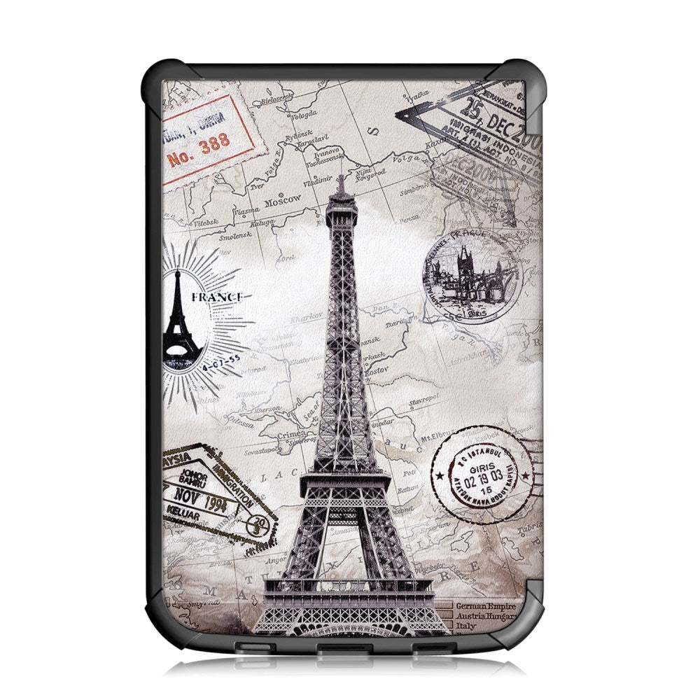 EIDERWOOD PocketBook Basic Lux 4 PU Leather Flip Case w. Sleep/ Wake-up Function - "Eiffel Tower" White / Black