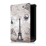 EIDERWOOD PocketBook Basic Lux 4 PU Leather Flip Case w. Sleep/ Wake-up Function - "Eiffel Tower" White / Black