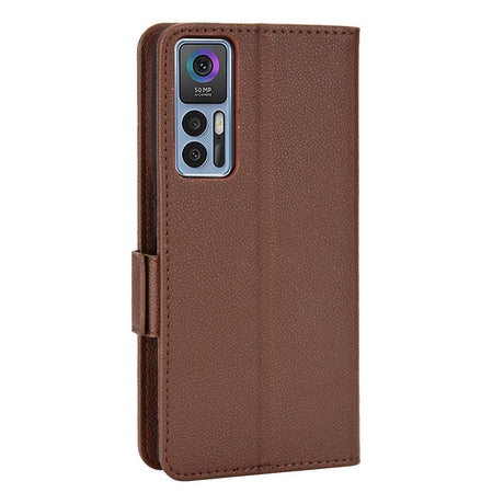 TCL 30 (4G) Ultra Litchi Leather Wallet Case - Brown