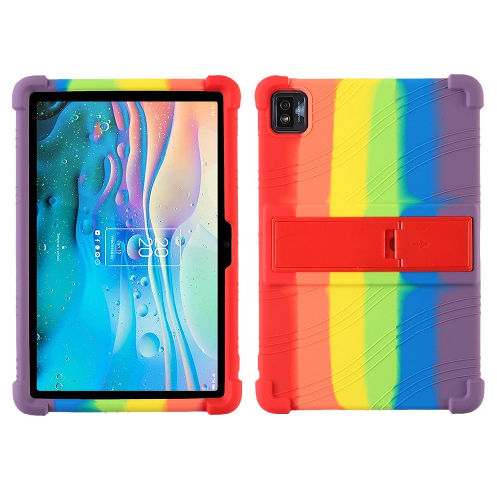 TCL Tab 10S Silicone Case w. Kickstand - Rainbow