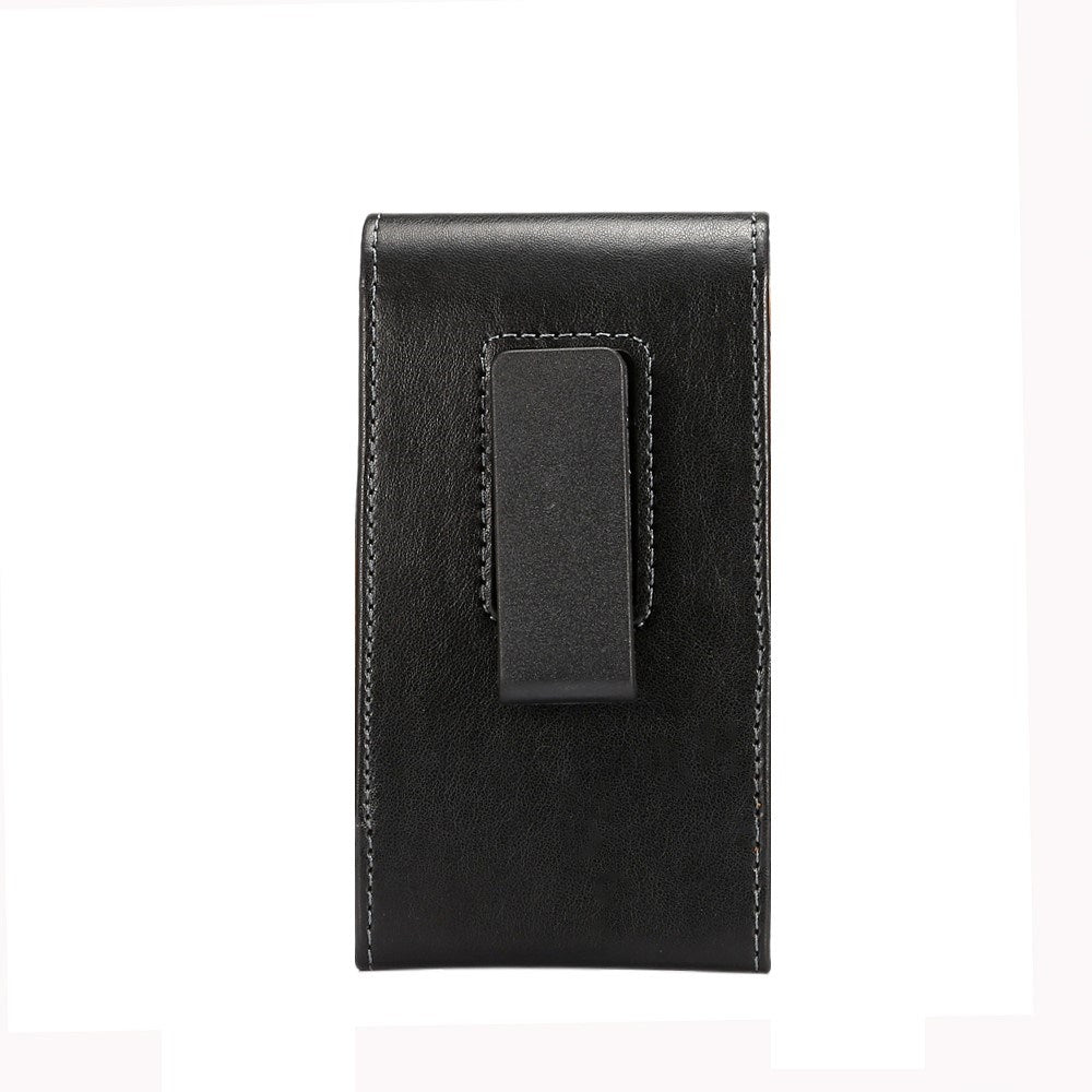 Universal Leather Belt Case V2 (Max Mobile: 135 x 70 x 15 mm) - Black