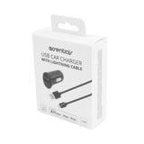 Essentials 12W Car Charger with USB-A to Lightning Cable - 1m - Black