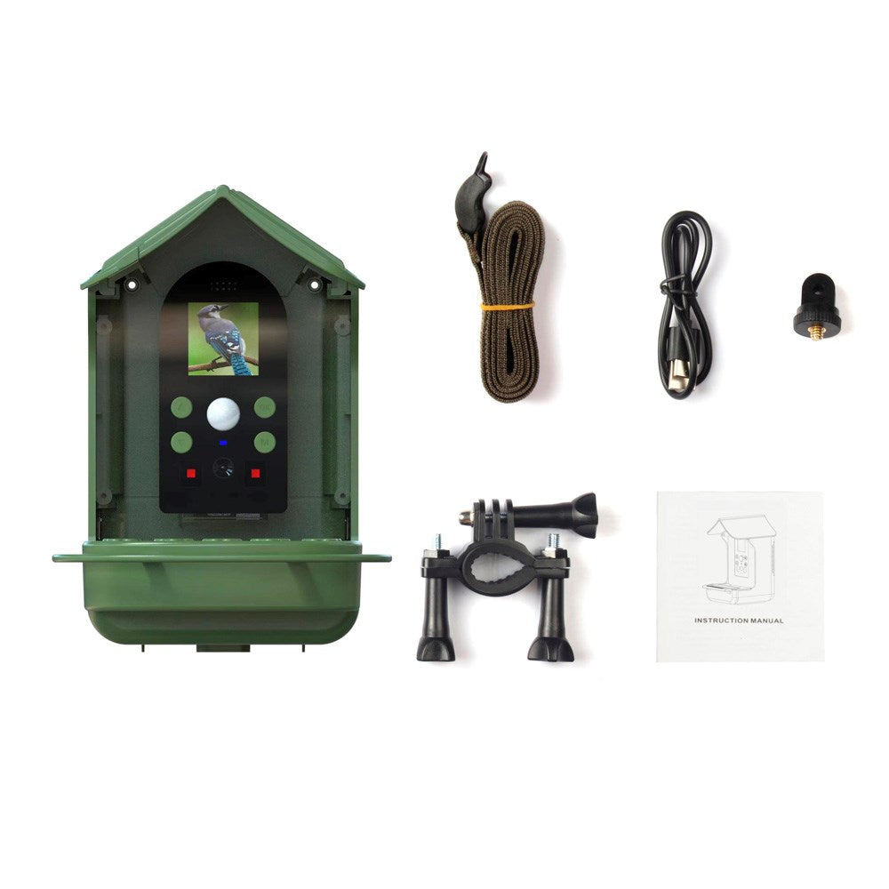 Denver Bird Feeder with Built-in Camera and Solar Charging - Green